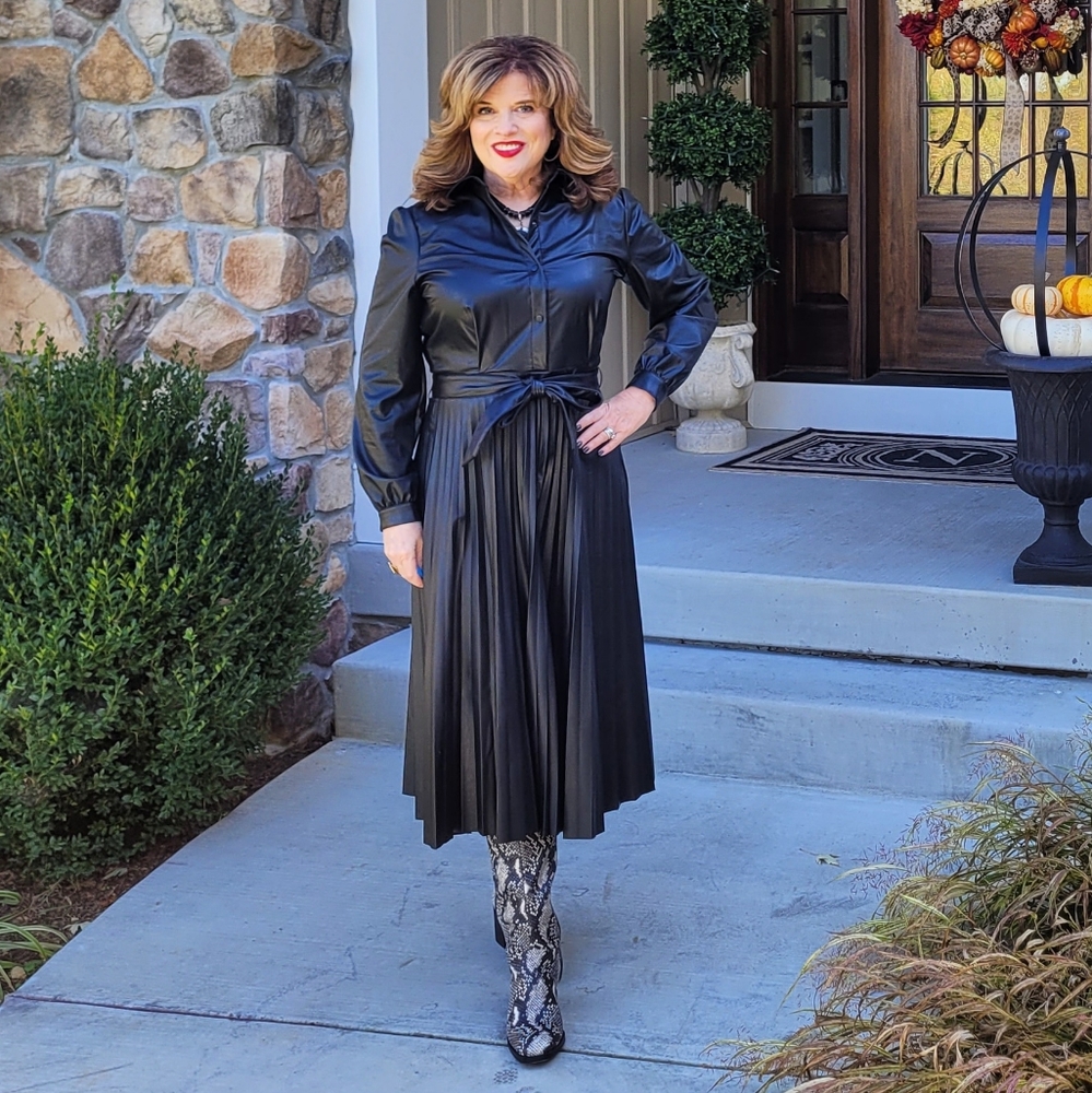 Faux leather dress